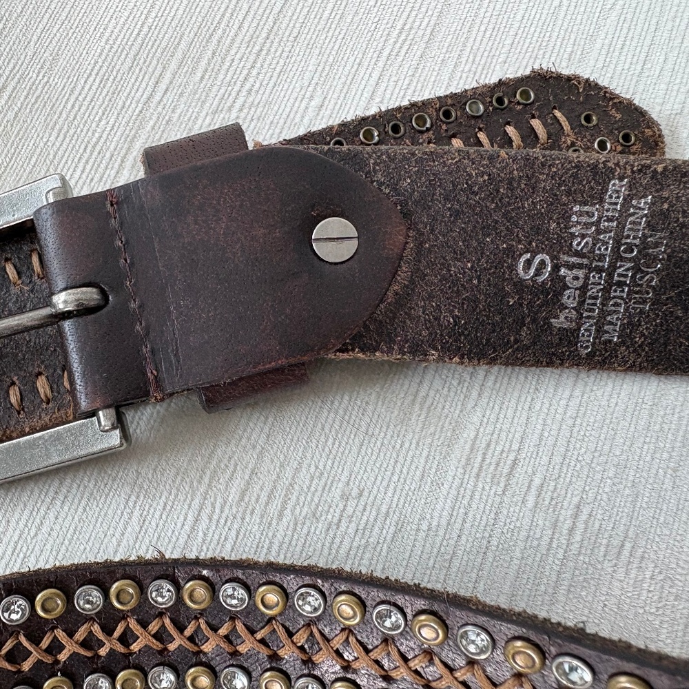 Bed Stu leather studded belt 🤎 Wide western / boho Y2K belt - Picture 7 of 7